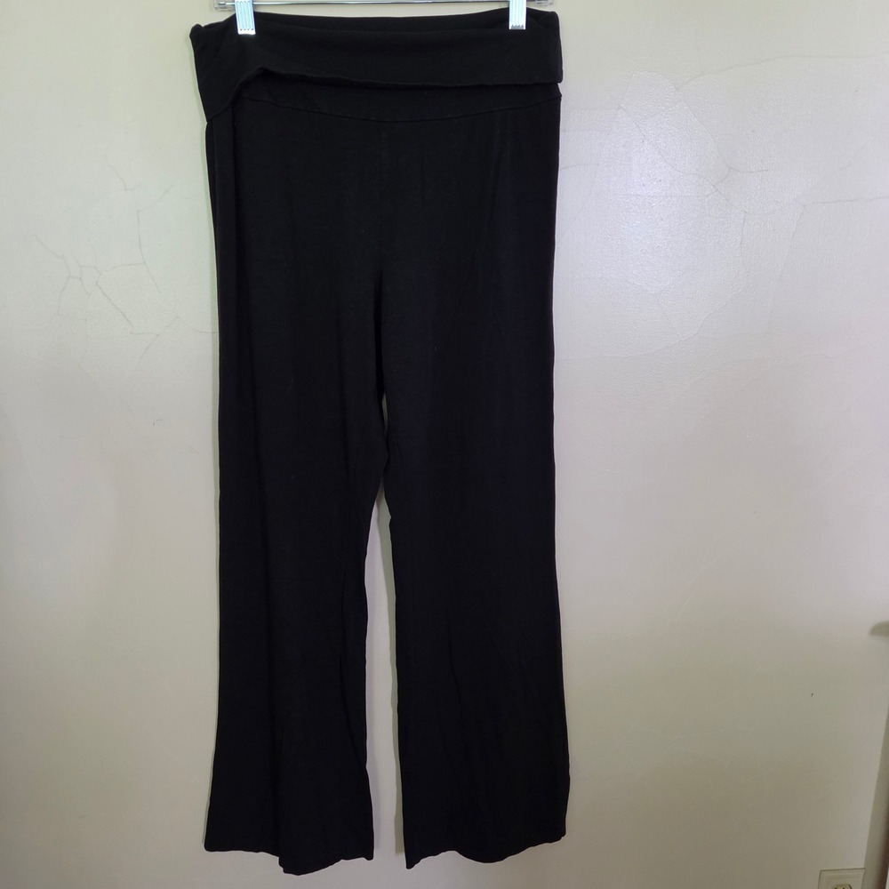 HM Black Foldover Waist Yoga Pants Wide Leg Flare Y2K Loungewear Medium